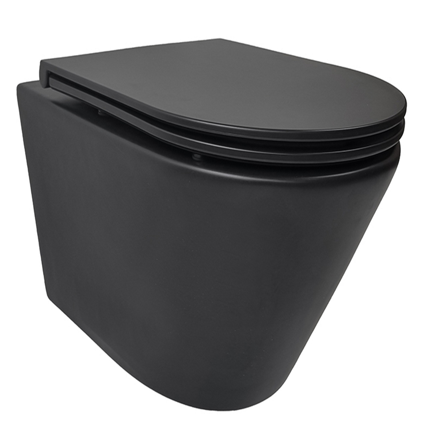 Wiesbaden Rimless Wandcloset Tornado Flush Mat Zwart Met Flatline Toiletzitting Softclose En Quick Release Mat Zwart