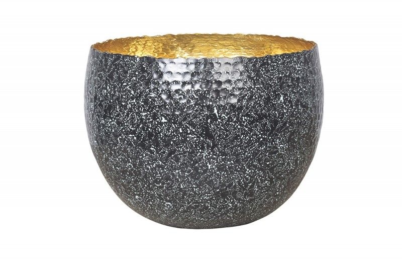 Handgemaakte decoratieve kom ORIENT 26cm zilver met patina in klassiek gehamerd ontwerp - 41563