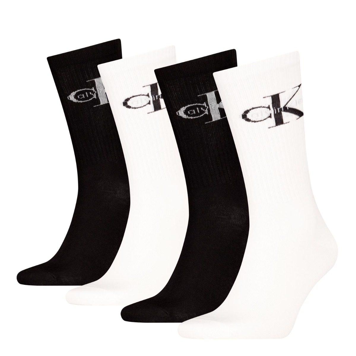 Calvin Klein Sokken Giftbox Heren Monologo 4-pack Wit/Zwart-One Size (40-46)