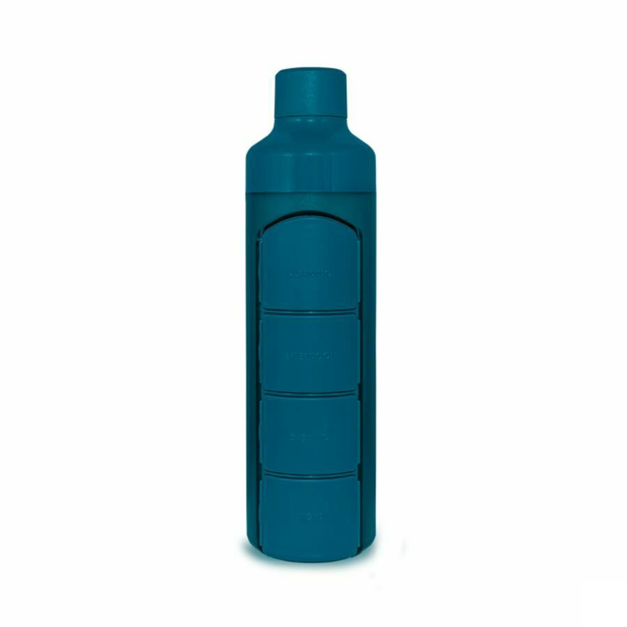 Yos Water Bottle & Pill Box Daily Bold Blue