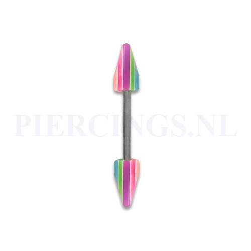 Barbell acryl cones regenboog kleuren