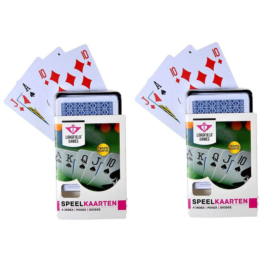 Speelkaarten - 6x - geplastificeerd papier - kunststof box - poker/bridge - Kaartspellen - Pesten/po