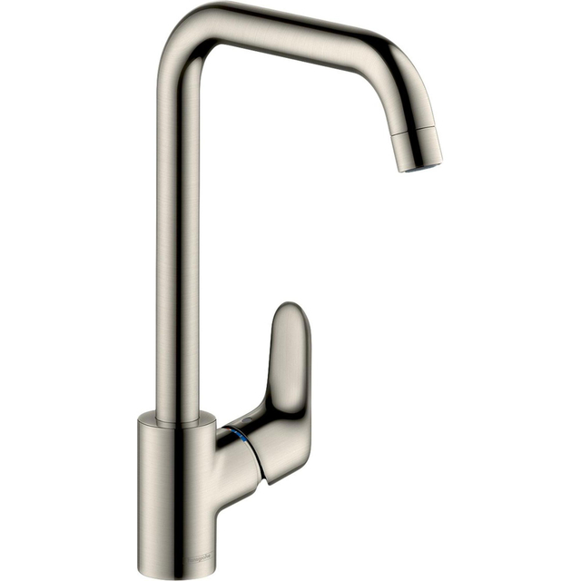 Hansgrohe Focus E2 keukenkraan met hoge draaibare uitloop instelbaar 110 150 en 360 RVS look 31820800