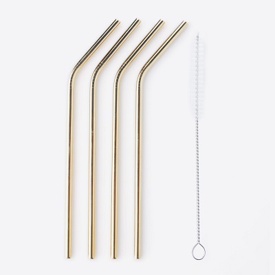 POINT-VIRGULE - Bar & Cocktail - Rietjes Set/4 RVS Goud