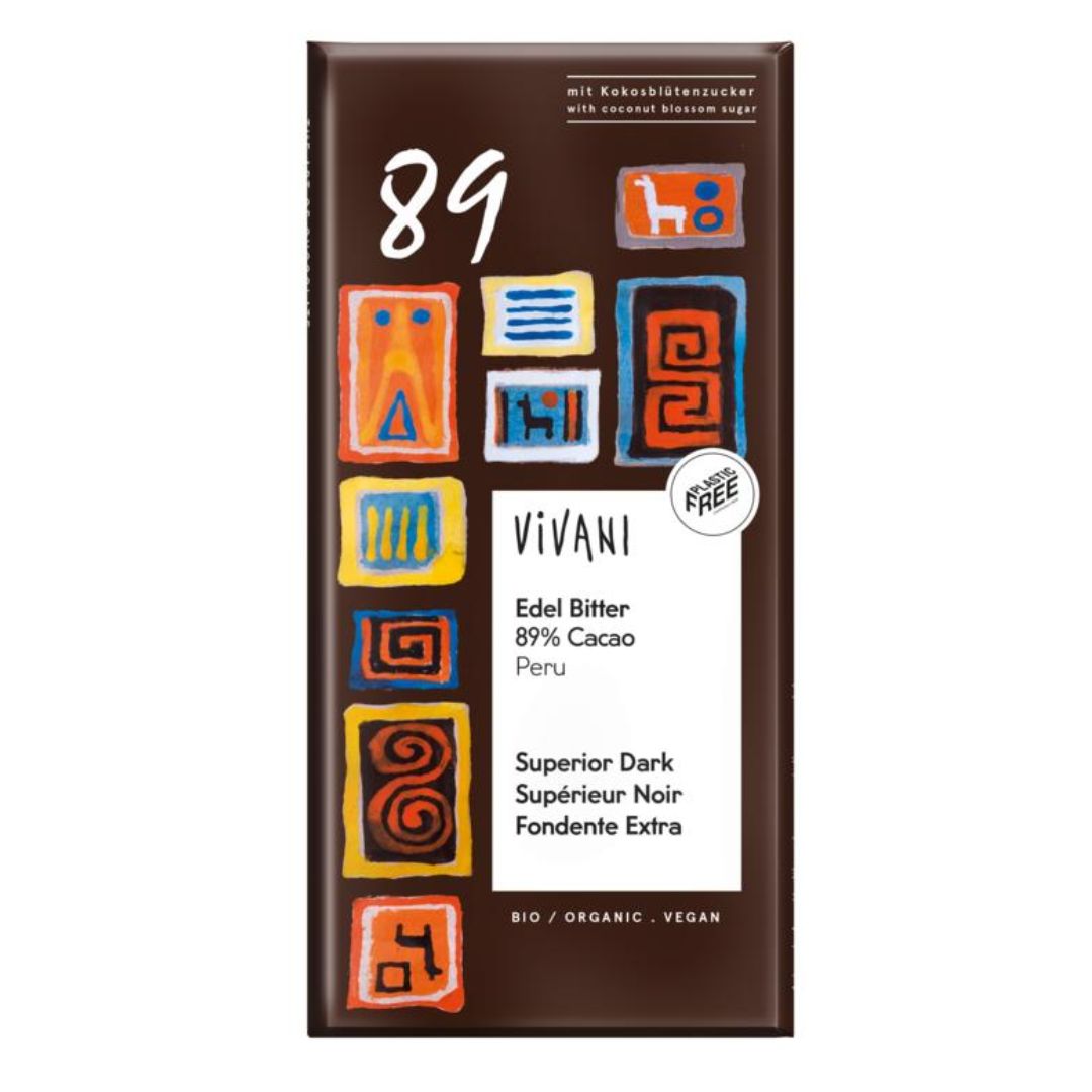 Chocolade puur superieur 89% Peru - 80 gram