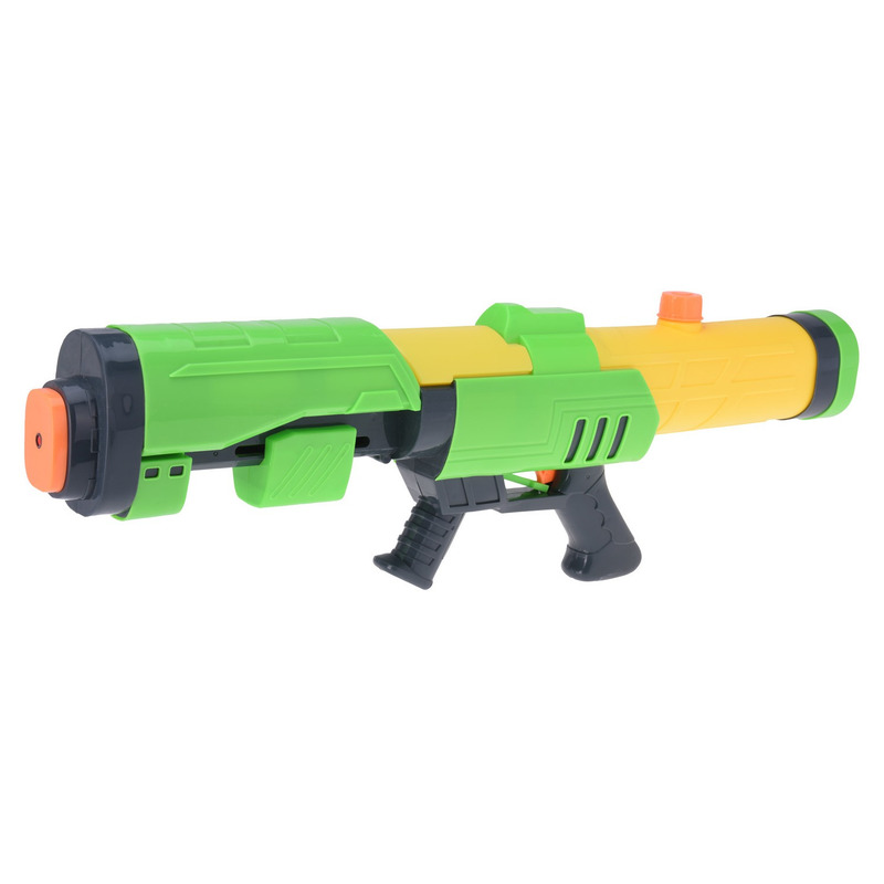 Waterspeelgoed mega waterpistool/waterpistolen voor kinderen 63 cm groen/geel met pomp