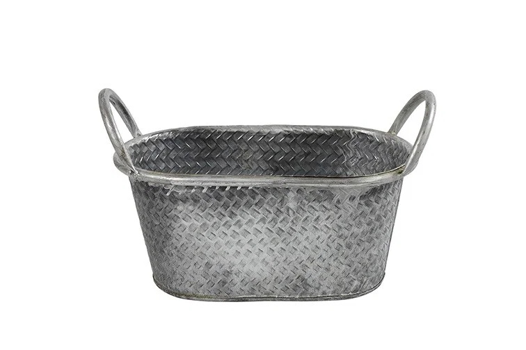 Plantenbak Ziva metaal ov 24x14.5x15 cm zink 1 stuk Countryfield - Decostar