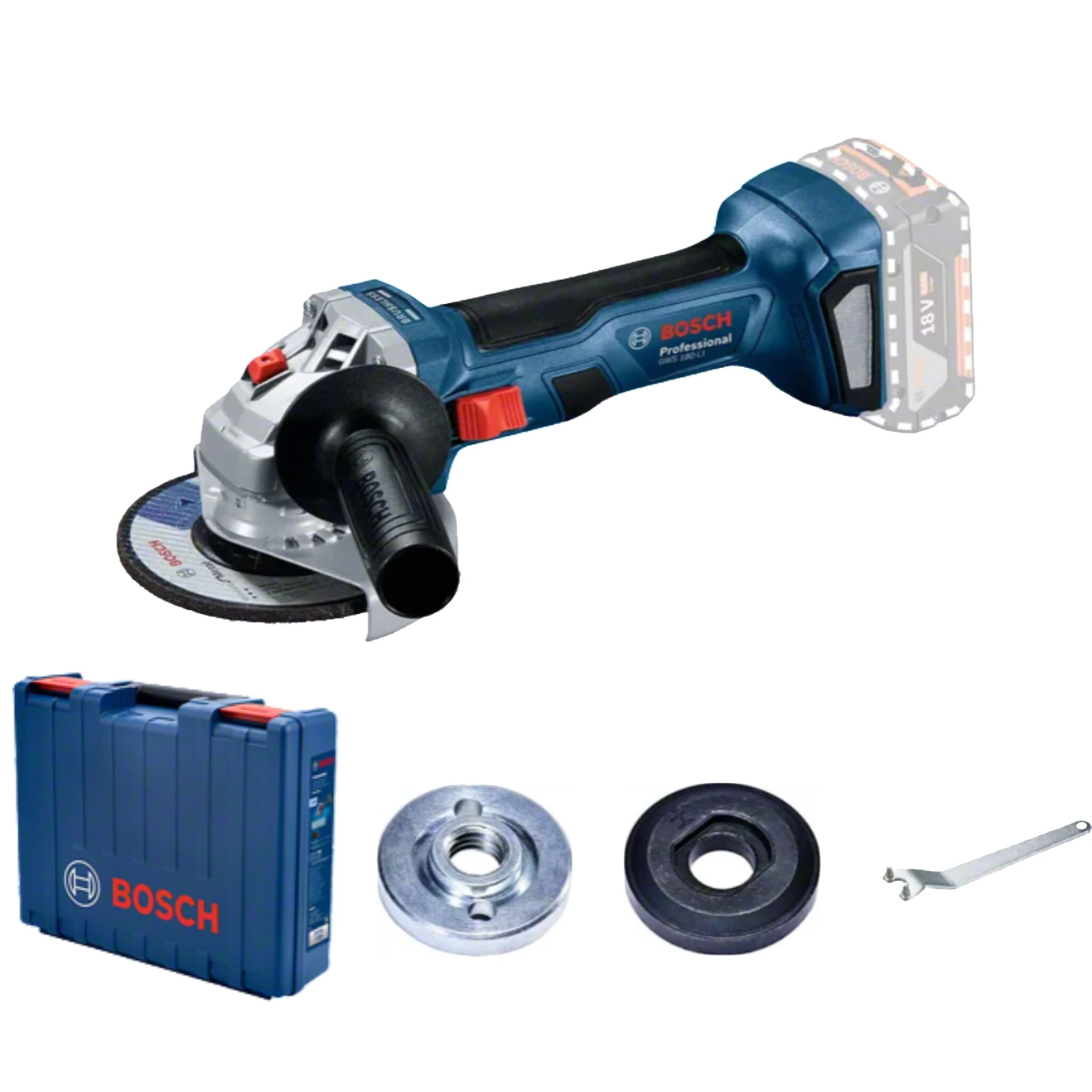 GWS 180-LI voor Bosch Professional Draadloze Haakse Slijper 18V Borstelloze Motor 11000RPM 700W Equivalent Vermogen Lich