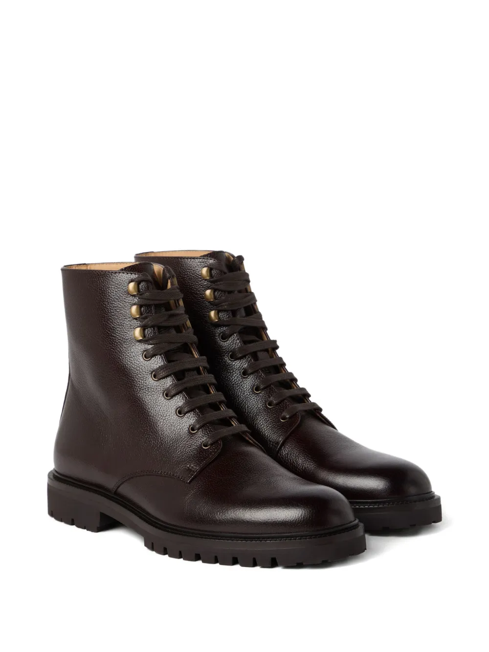 Brunello Cucinelli Leren combat boots - Bruin
