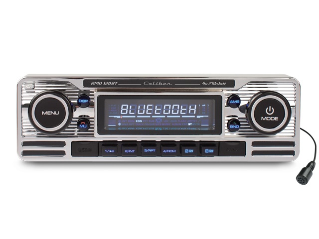 Autoradio met Bluetooth - 1 DIN - USB - 18 Voorkeurzenders - Retro Look (RMD120BT)