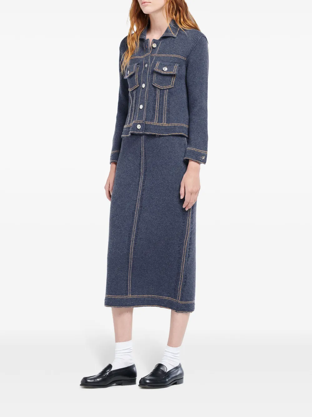 Barrie Gebreide jas - Blauw