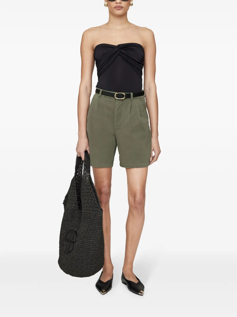ANINE BING Carrie geplooide shorts - Groen