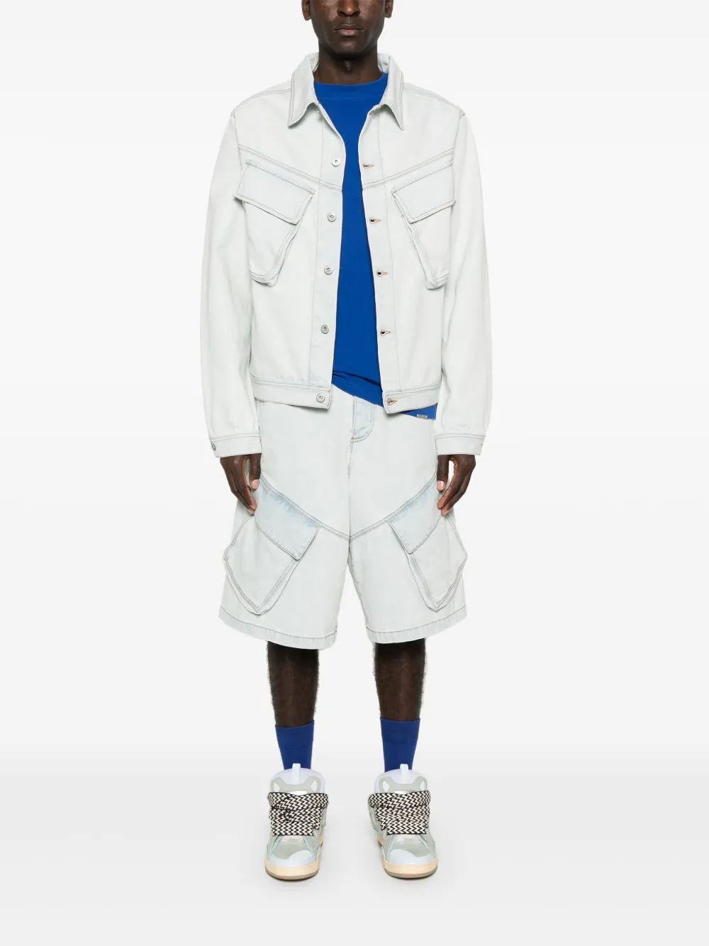 COUNTY OF MILAN Denim cargo shorts - Blauw