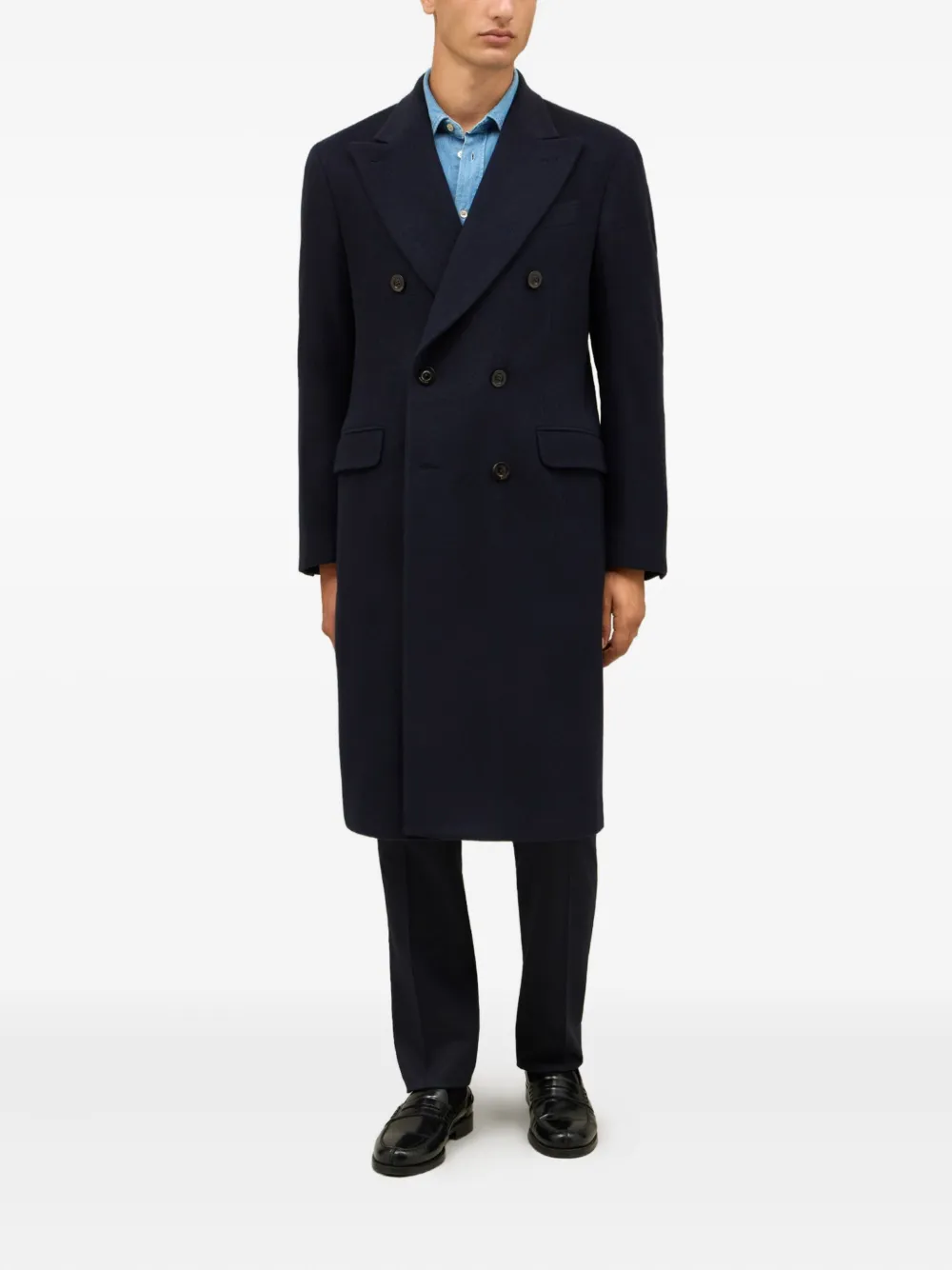 Boglioli Kasjmier jas met dubbele rij knopen - Blauw