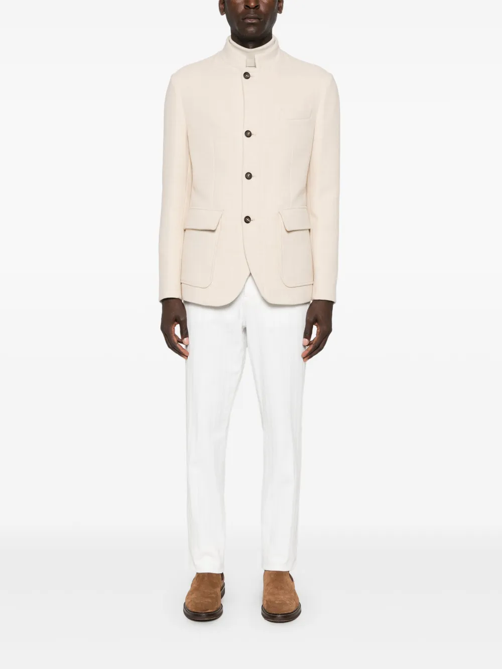 Eleventy Flanellen jack - Beige