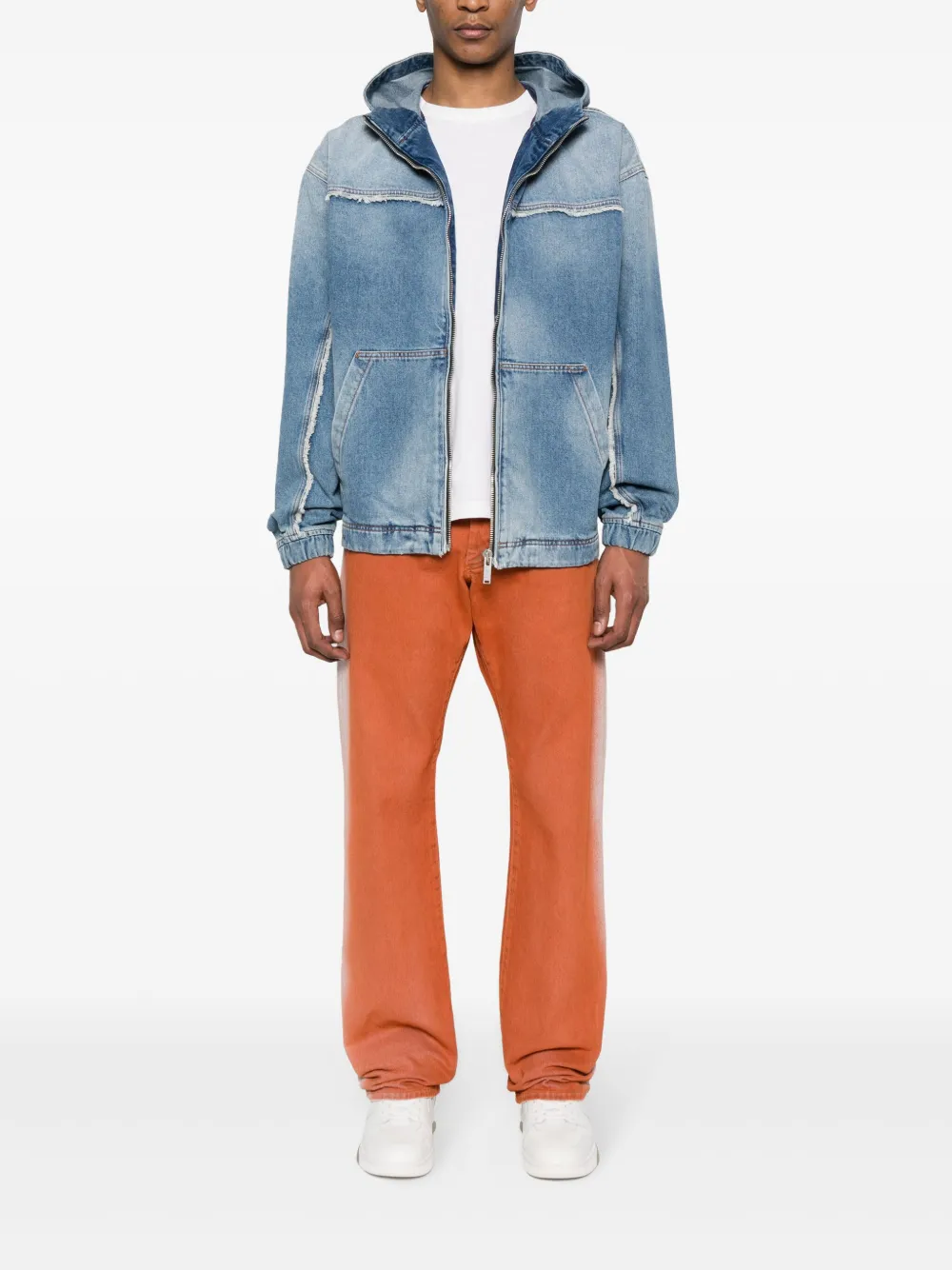 COUNTY OF MILAN Denim jack met franje en capuchon - Blauw