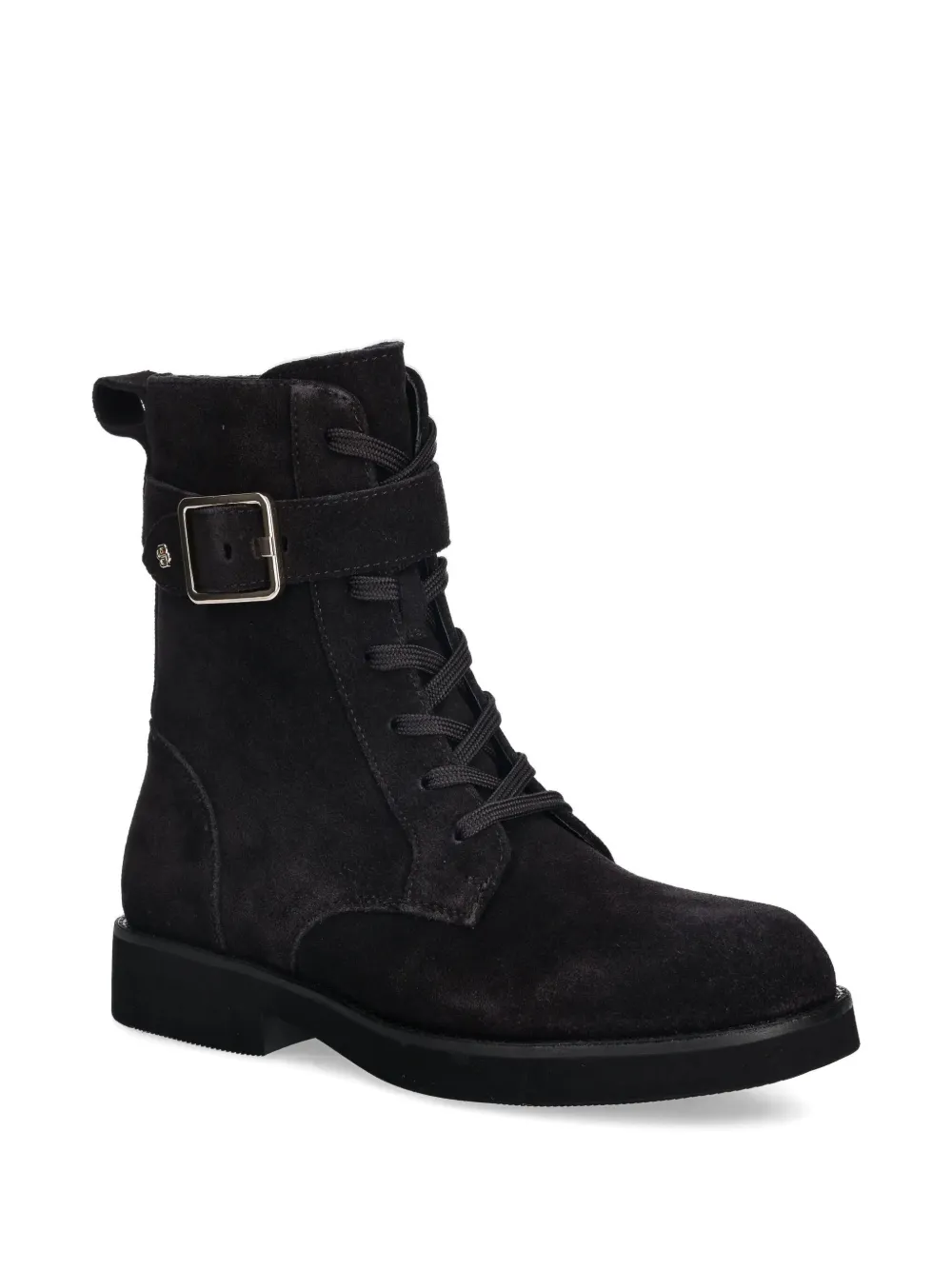 BOSS Combat boots met gesp en veters - Zwart