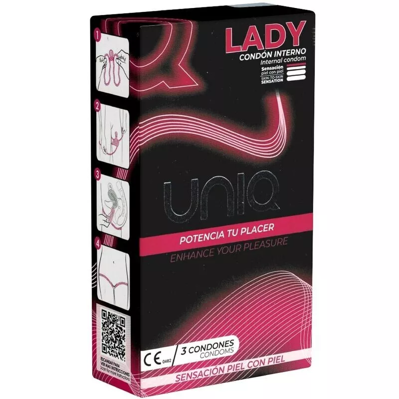 UNIQ Lady Condom - 3 Latexvrije Vrouwencondooms Met Kanten Gordel