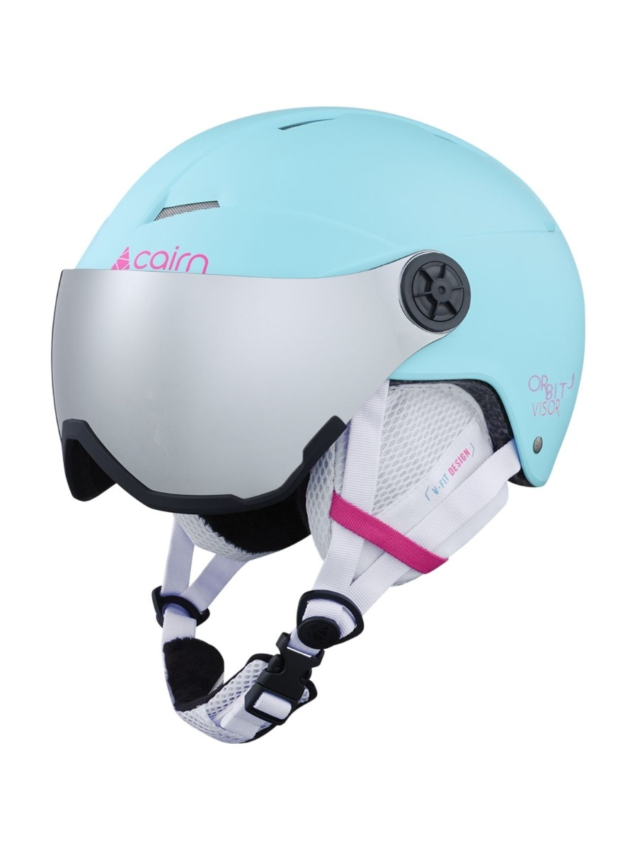 Cairn Kinder Skihelm met Vizier Orbit Visor Turquoise Neon Pink-48/50