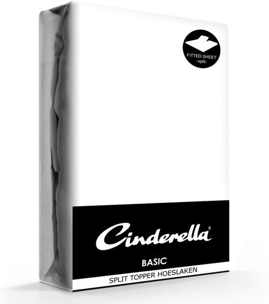 Cinderella basic single-split topper katoen 160x200 (01) white (tot15cm)
