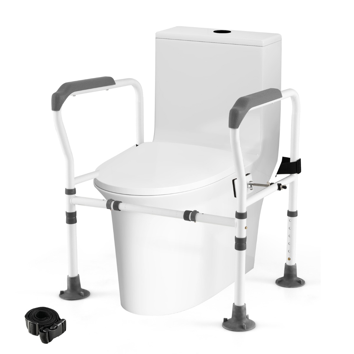 Veiligheidsreling voor Toiletten Verstelbare Hoogte Robuuste Toiletsteun Grijs