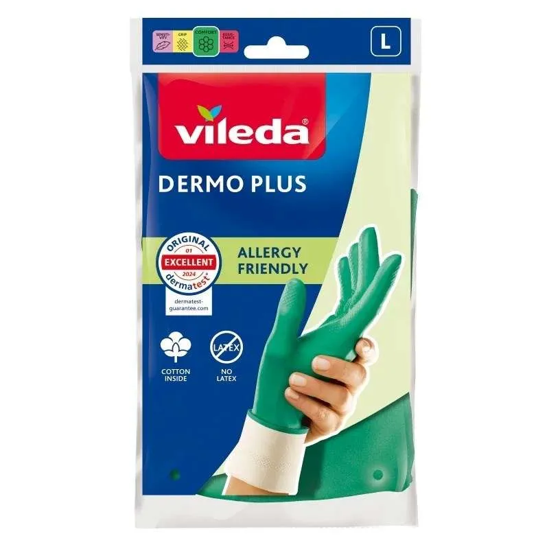 Vileda Dermo Plus “M” Handschoenen Groen Katoen, Nitril
