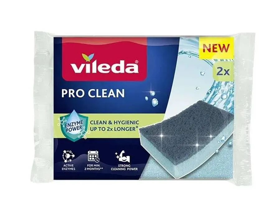 Vileda Pro Clean enzymatische schuurspons 2 stuks.