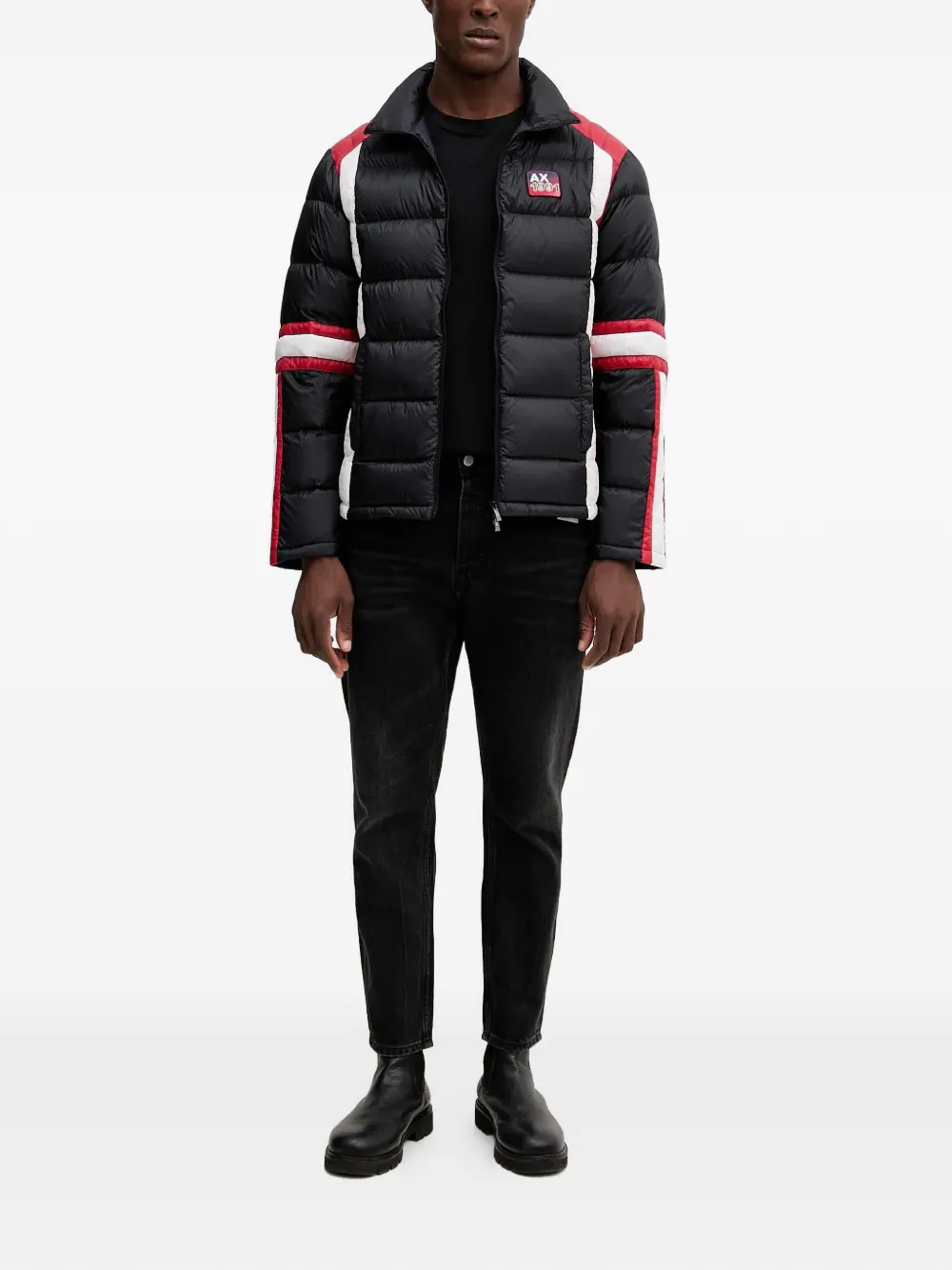 Armani Exchange striped padded jacket - Zwart