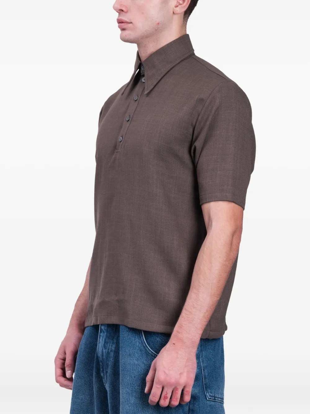 Willy Chavarria Poloshirt met knoopsluiting - Bruin