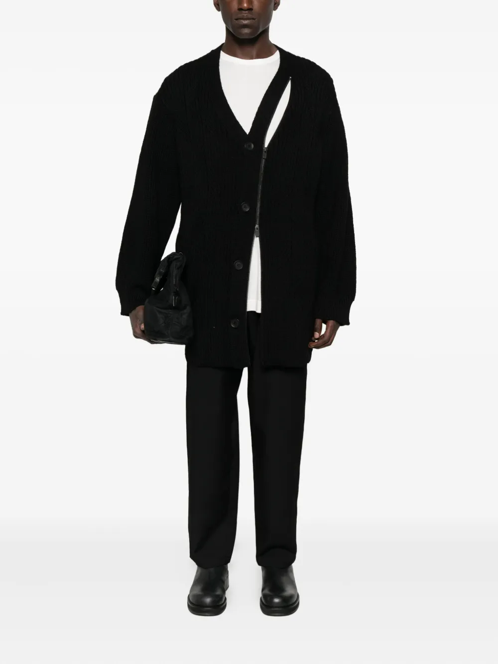 Yohji Yamamoto Wollen broek met trekkoordtaille - Zwart