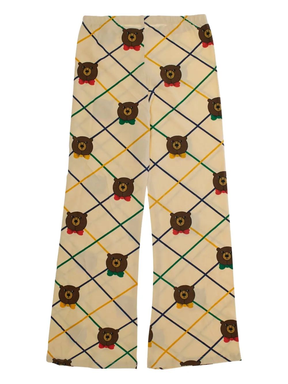 Mini Rodini Flared broek met geruite beer - Beige