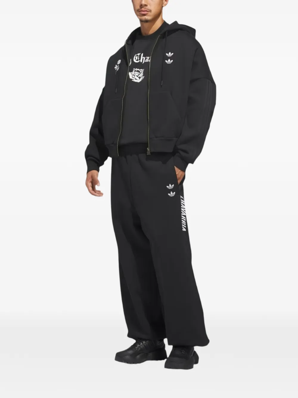 Willy Chavarria x adidas trainingsbroek met geborduurd logo en trekkoord - Zwart
