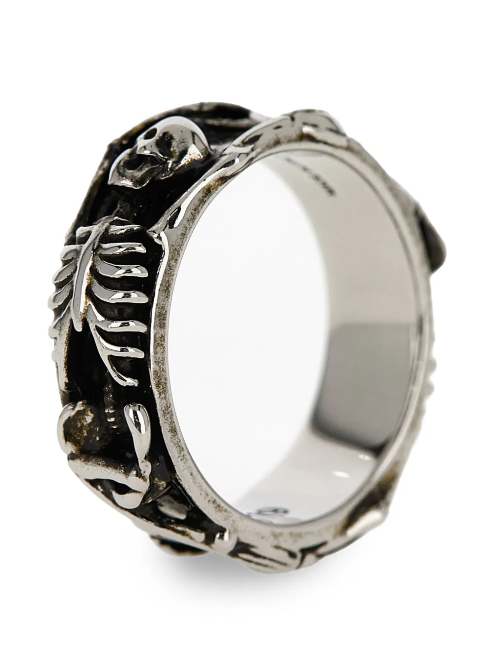 Alexander McQueen Dancing Skeleton engraved ring - Zilver
