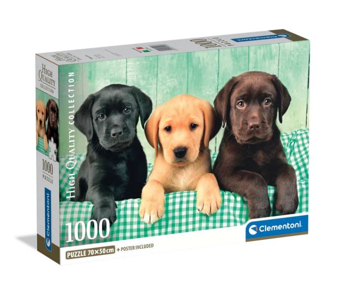 Clementoni Puzzel 1000 Stuks Labrador Pubs 3 Kleuren Compact