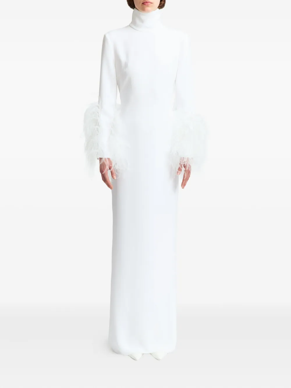 16Arlington Arios avondjurk met veren afwerking - Wit