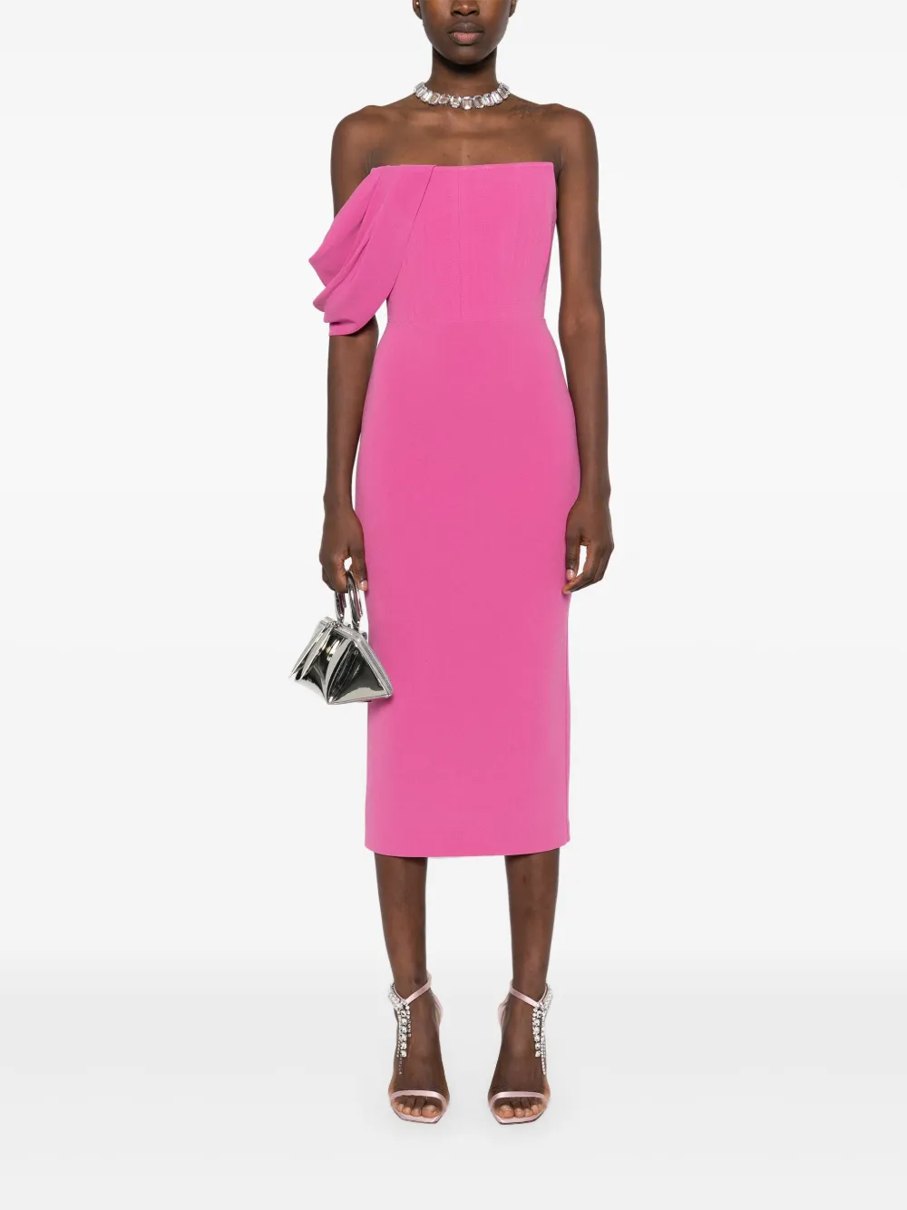 Alex Perry Crêpe midi-jurk met korset - Roze