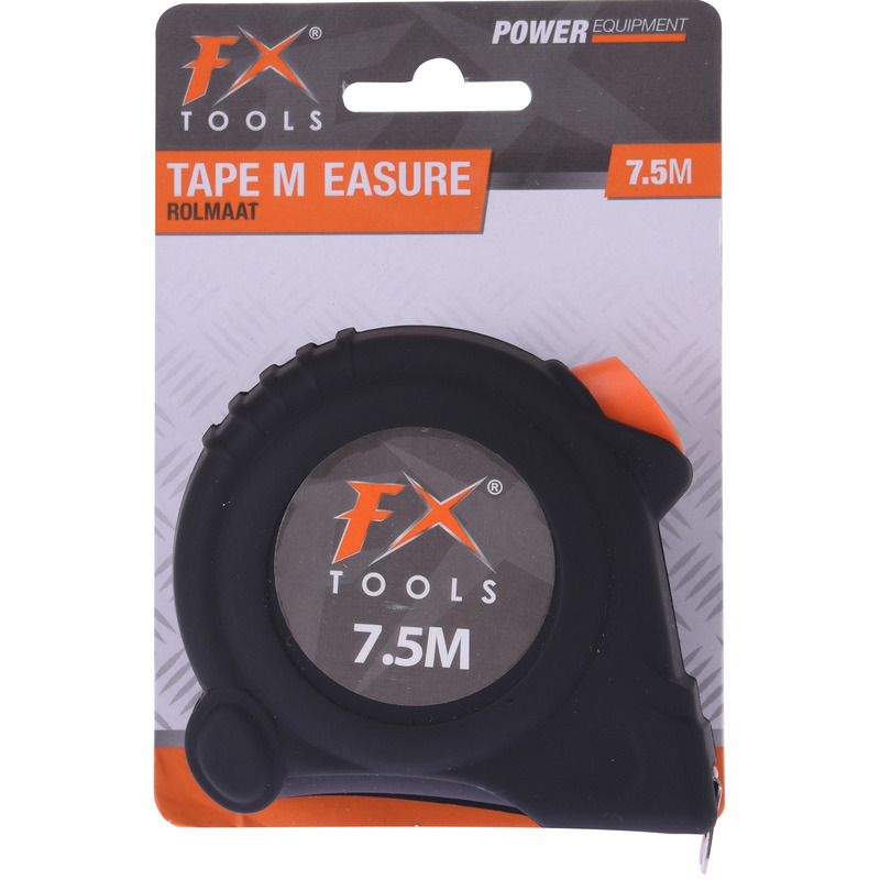 FX Tools Rolmaat - 7,5 meter - 27,5 mm - zwart - meetlint gereedschap