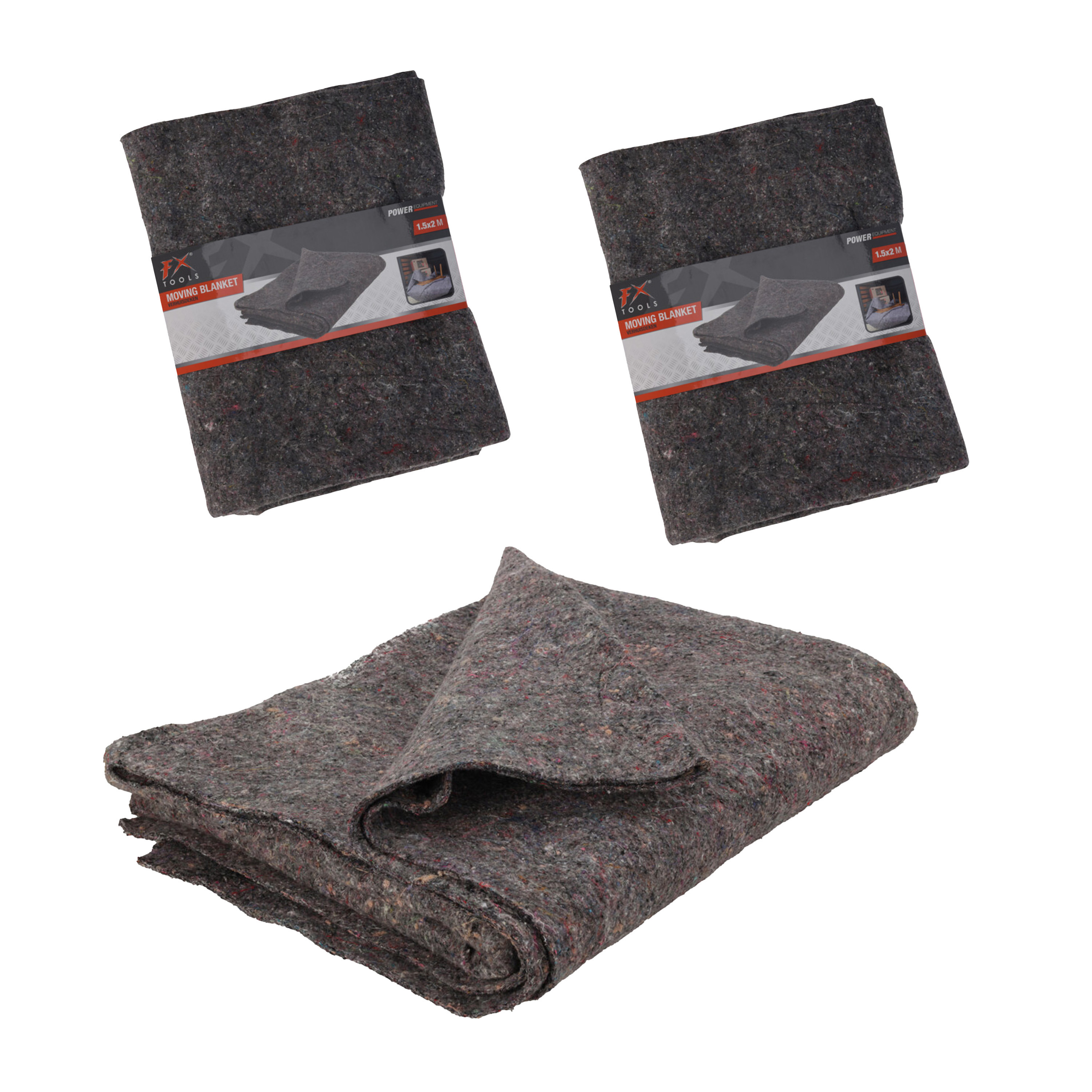 FX Tools Verhuisdeken/opslagdeken - 3x - gemaakt van vilt - 150 x 200 cm - grijs