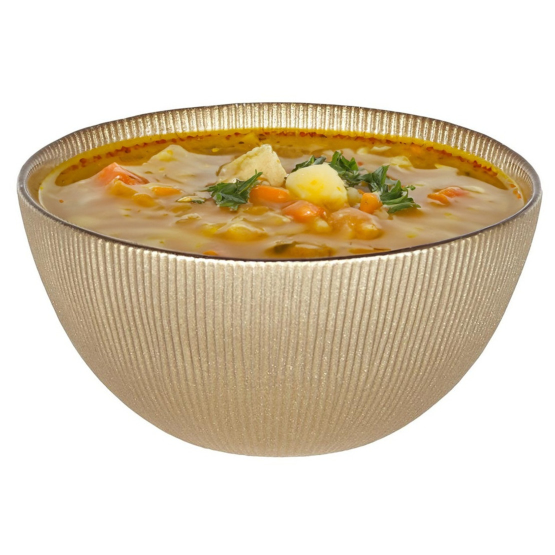 Soepkommen Gold Rush - goud met relief - 1x stuks - 15 x 7 cm - keramiek - soepkommetjes -