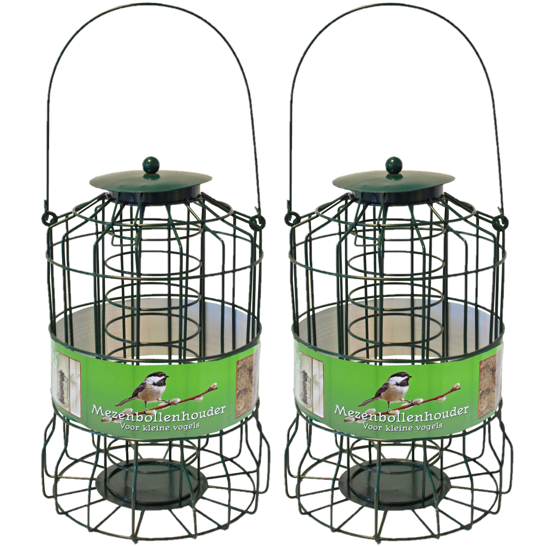 Boon Voedersilo voor kleine vogels - 2x stuks - groen - 36cm - voor vetbollen -
