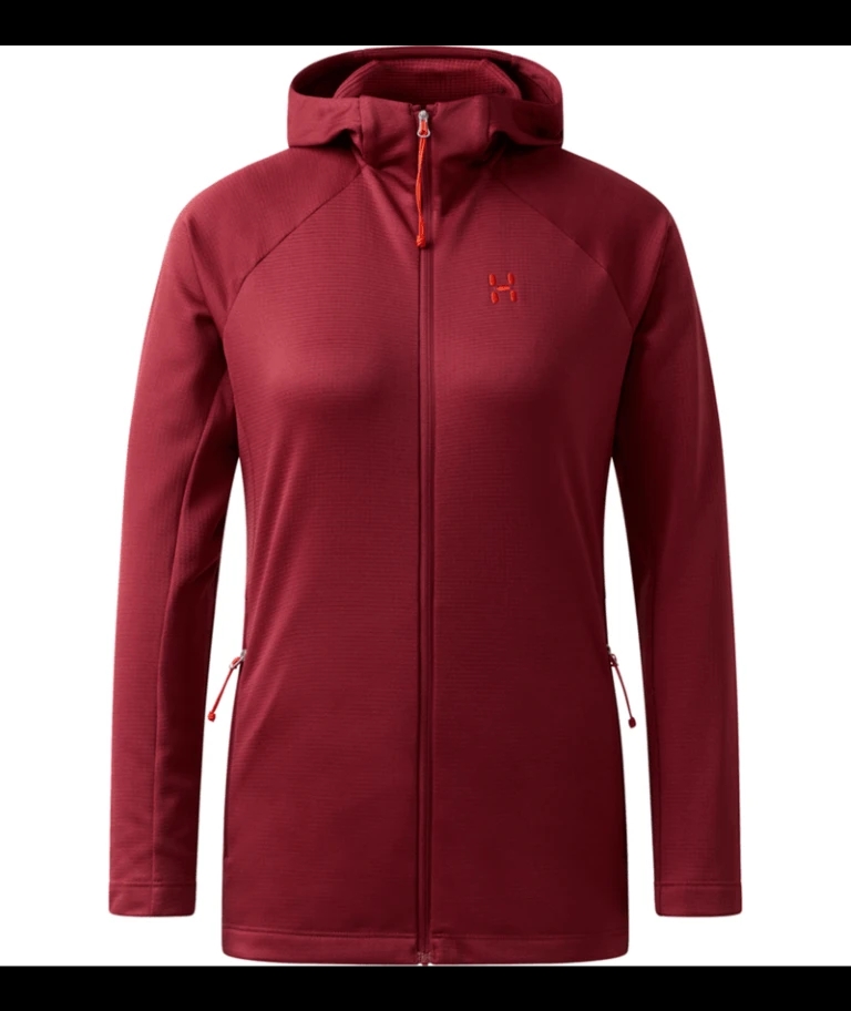 Korp Mid Hood Fleece Dames Carmine Red M