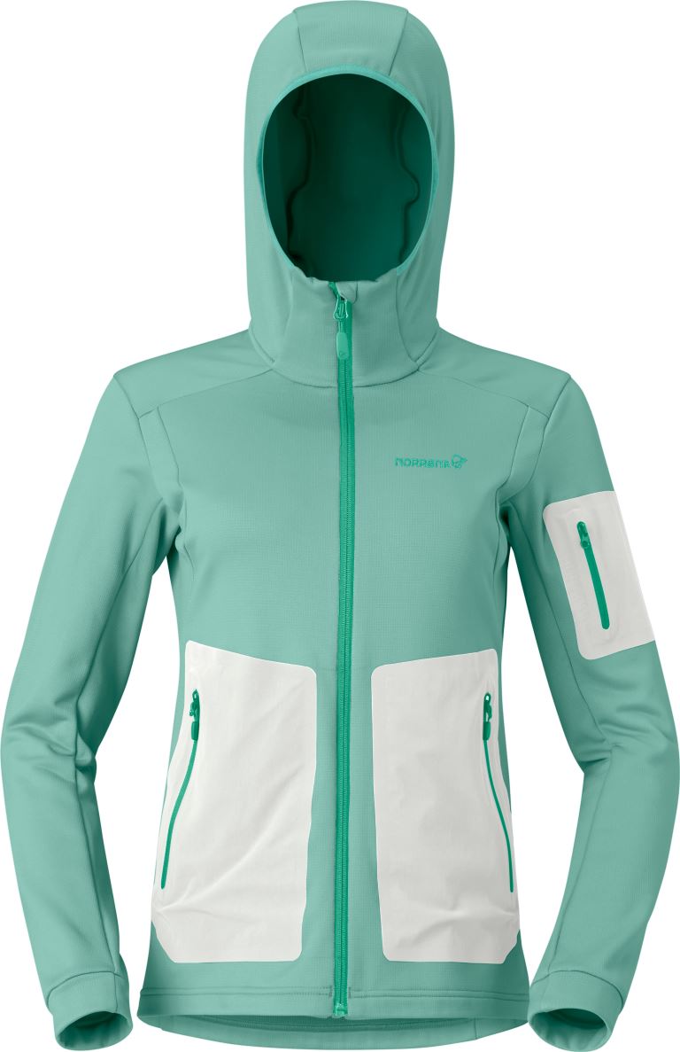 Falketind Warm2 Stretch Hood Fleece Dames Malachite Green L