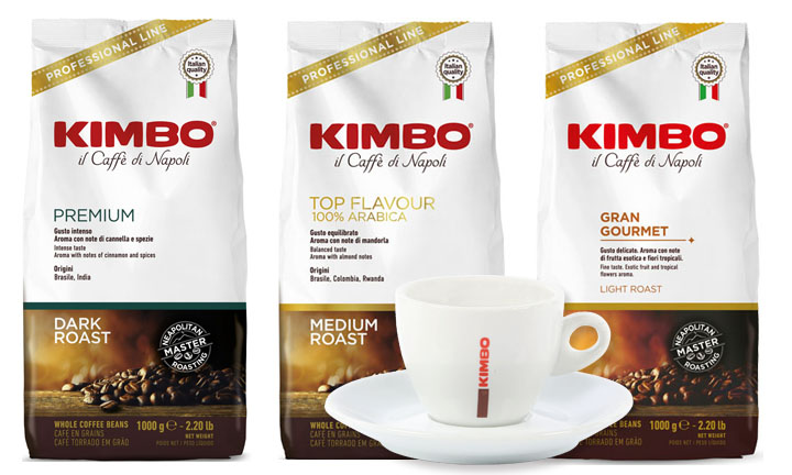 Kimbo koffiebonen Premium - Top Flavour - Gran gourmet (3x1kg) + GRATIS koffie kopje