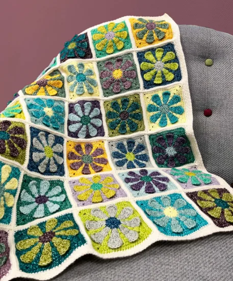 Haakpatroon Retro Daisy Baby Blanket