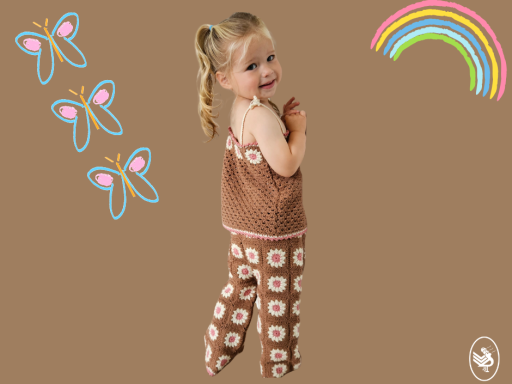 Gratis haakpatroon Meisjesset granny squares - Schattige kinderkleding gehaakt met Durable Cosy Extra Fine