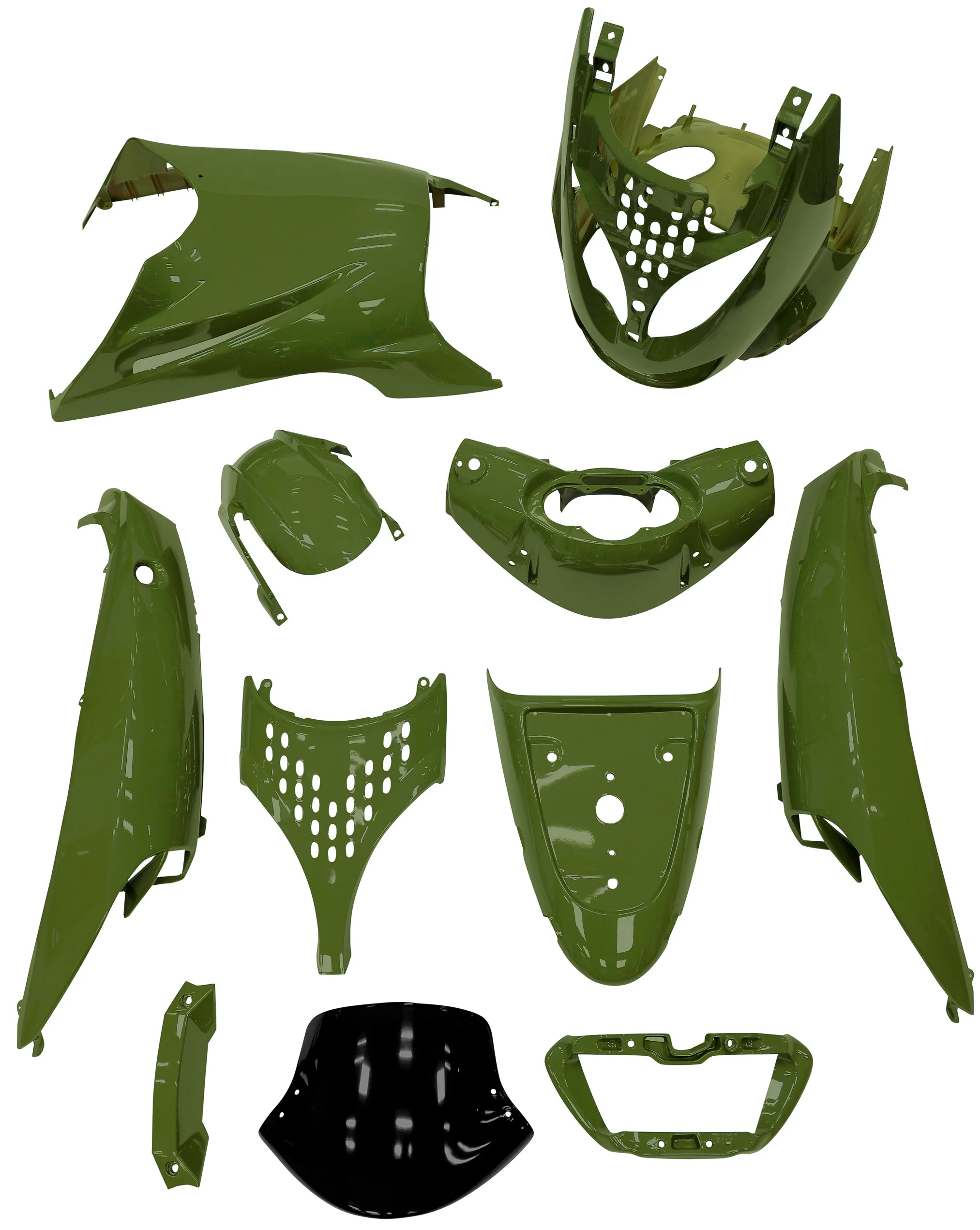 Plaatset 11-delig Edge voor Aprilia SR van bouwjaar 1997 tot 2004 - districtgroen