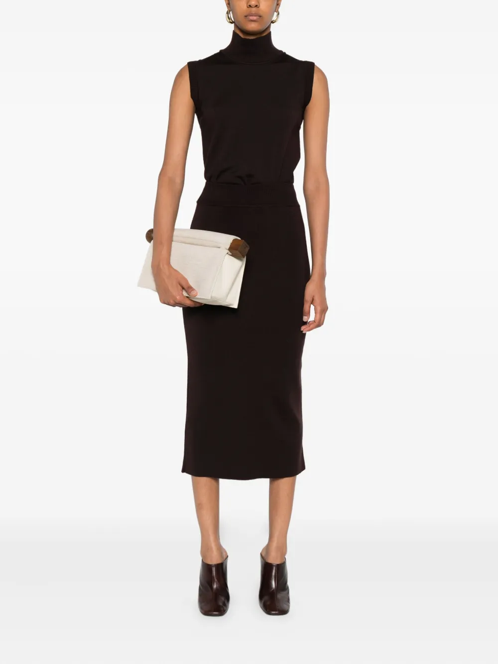 ALPHA STUDIO Midi-rok met elastische tailleband - Bruin