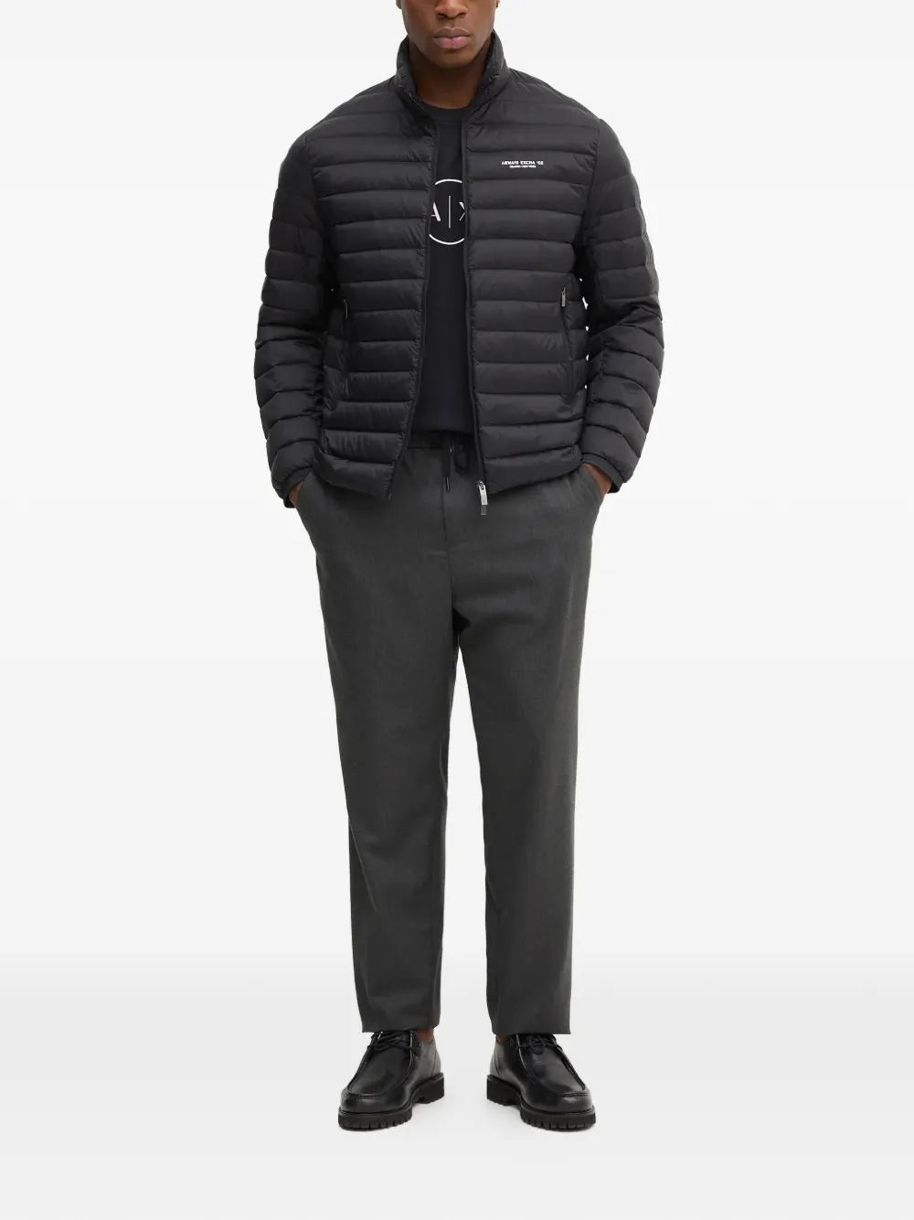 Armani Exchange Gewatteerd jack met rits - Zwart