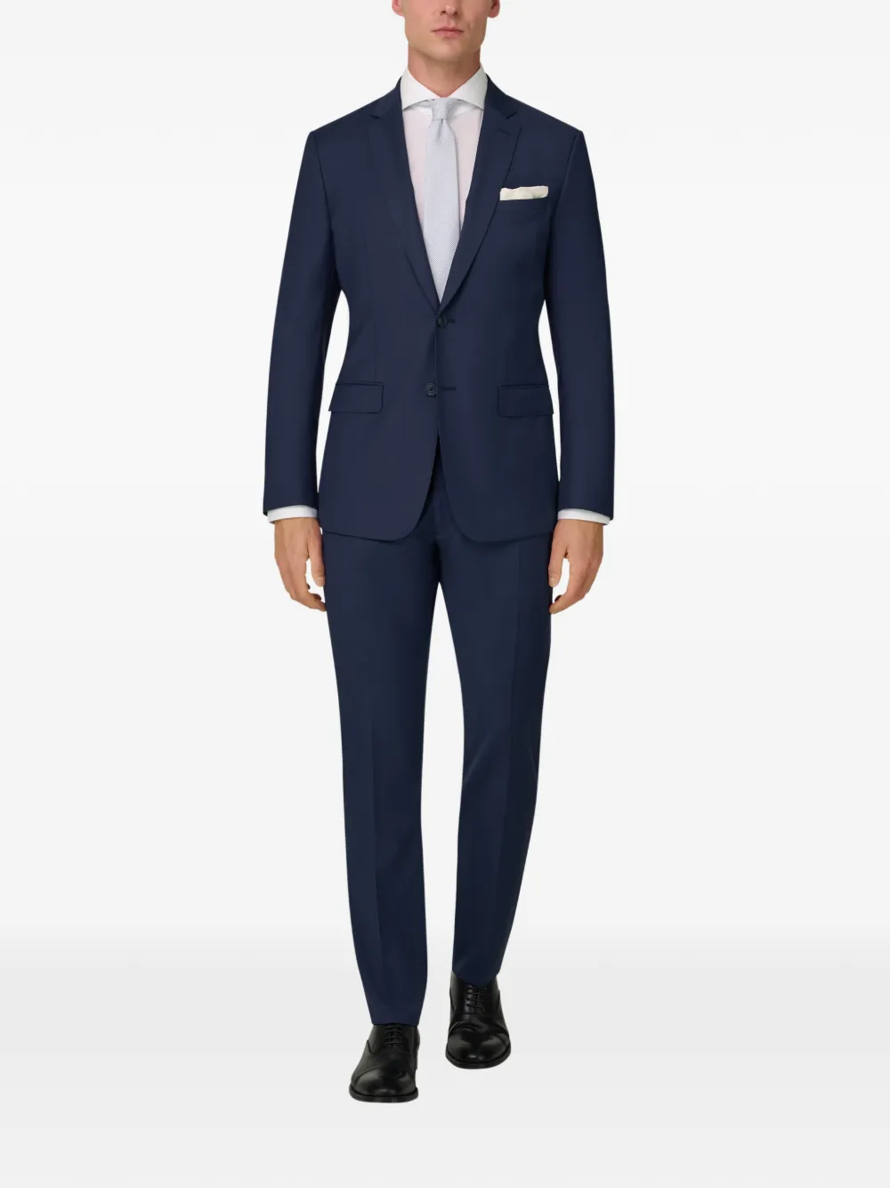 Boggi Milano Pak met enkele rij knopen en micro-patroon - Blauw