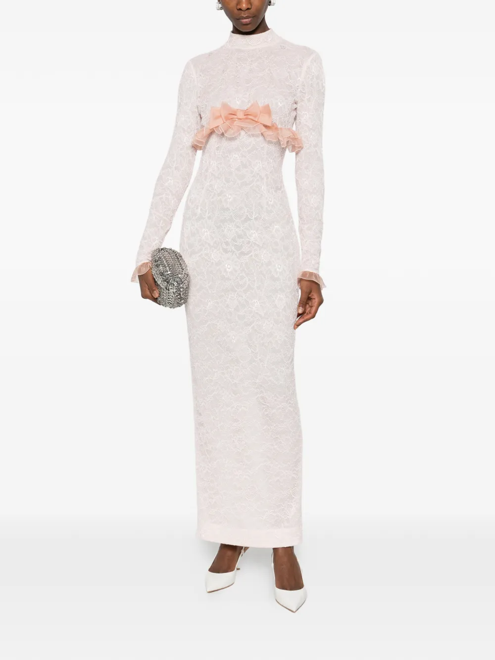 Alessandra Rich bow lace dress - Roze